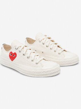 Converse x Comme des Garçons PLAY Low Top Sneakers White M11/W13 NWT